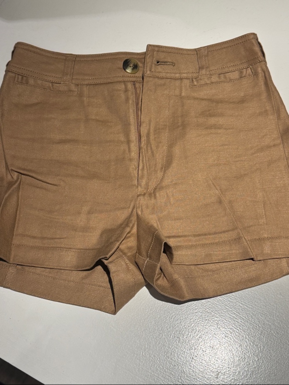 Maeve Tan High-Rise Shorts